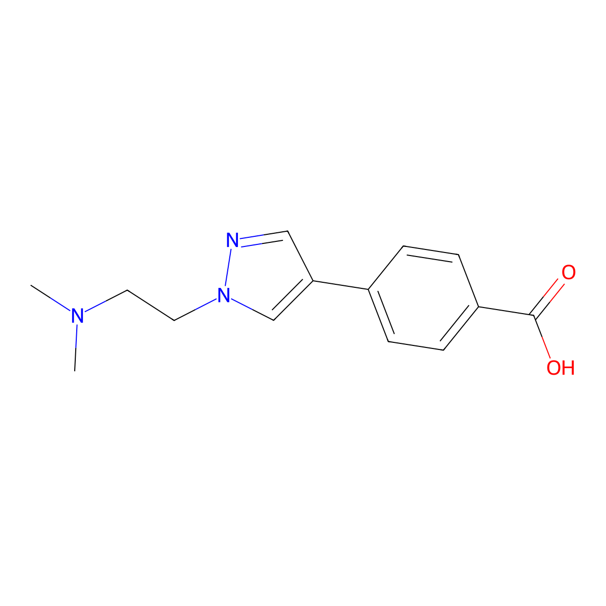 4-(1-(2-(dimethylamino)ethyl)-1H-pyrazol-4-yl)benzoic acid molecular structure, CAS 1206970-25-3