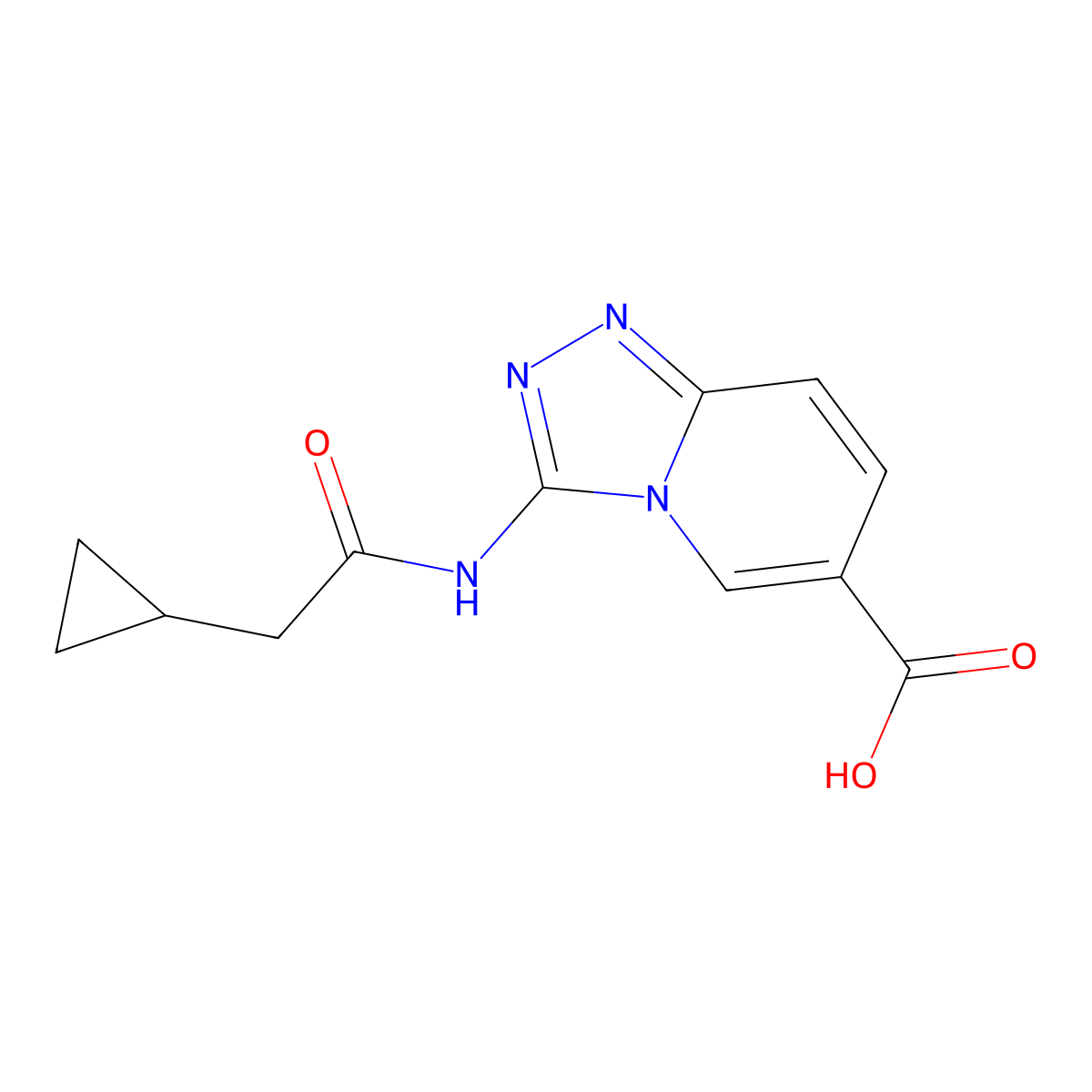 3-(2-Cyclopropylacetamido)-[1,2,4]triazolo[4,3-a]pyridine-6-carboxylic acid molecular structure, CAS 1206970-32-2