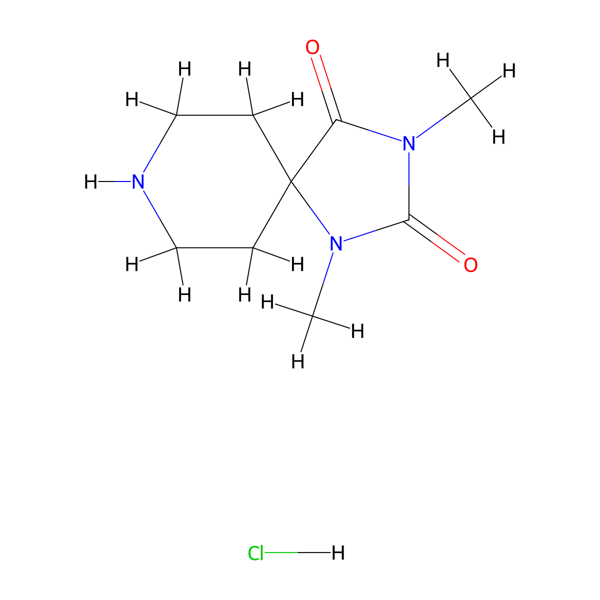 1,3-Dimethyl-1,3,8-triazaspiro[4.5]decane-2,4-dione hydrochloride molecular structure, CAS 1206970-39-9