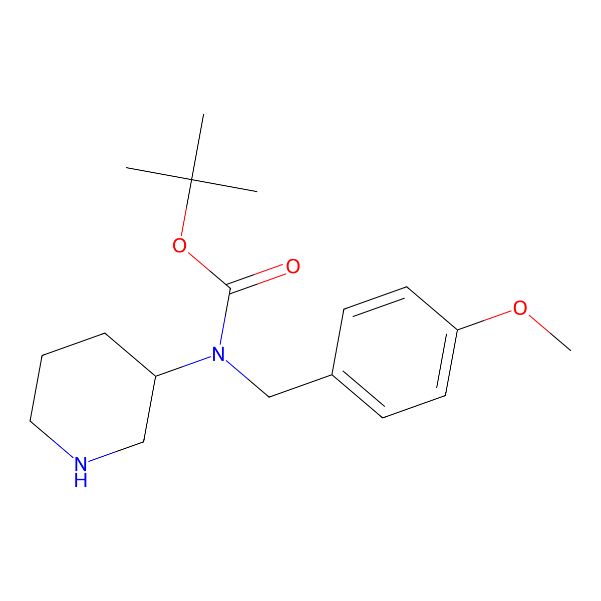 Tert-butyl 4-methoxybenzylpiperidin-3-ylcarbamate molecular structure, CAS 1206970-45-7