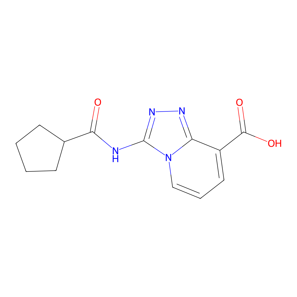 3-(Cyclopentanecarboxamido)-[1,2,4]triazolo[4,3-a]pyridine-8-carboxylic acid molecular structure, CAS 1206970-48-0