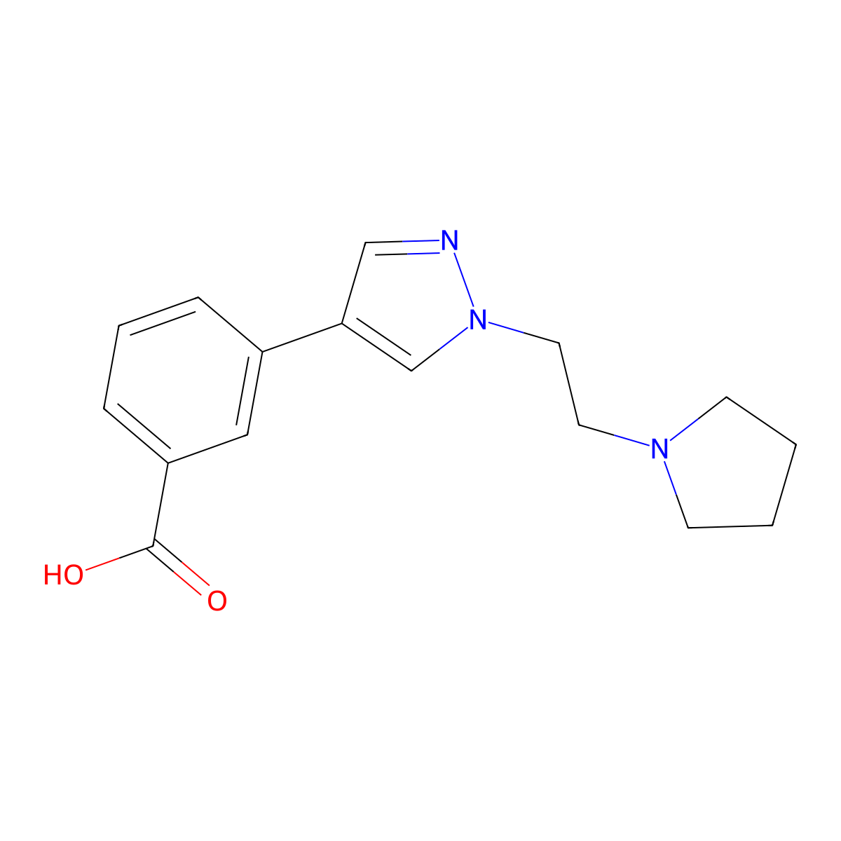 3-(1-(2-(pyrrolidin-1-yl)ethyl)-1H-pyrazol-4-yl)benzoic acid molecular structure, CAS 1206970-53-7