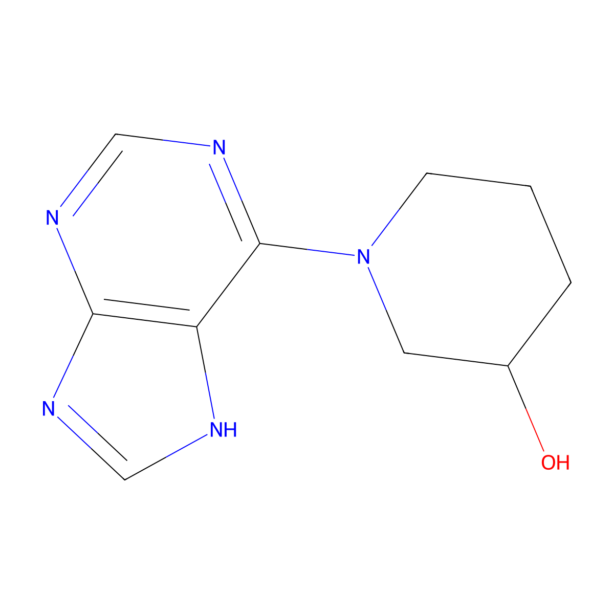 1-(9H-purin-6-yl)piperidin-3-ol molecular structure, CAS 1206970-63-9