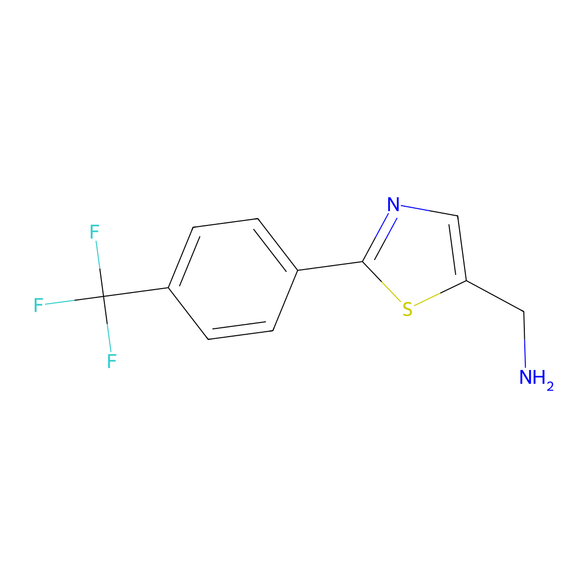 {2-[4-(Trifluoromethyl)phenyl]-1,3-thiazol-5-yl}methanamine molecular structure, CAS 1206974-49-3