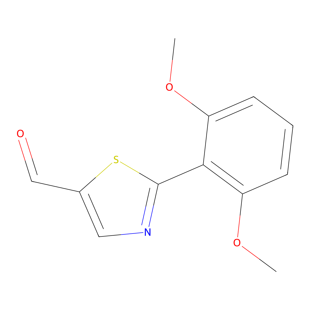 2-(2,6-Dimethoxyphenyl)thiazole-5-carbaldehyde molecular structure, CAS 1206976-32-0