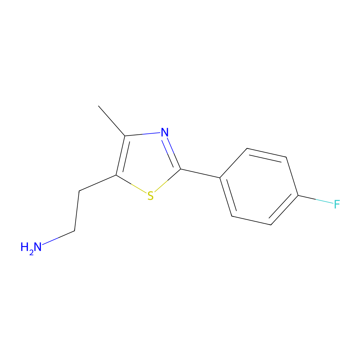 2-[2-(4-Fluorophenyl)-4-methyl-1,3-thiazol-5-yl]ethan-1-amine molecular structure, CAS 1206976-44-4
