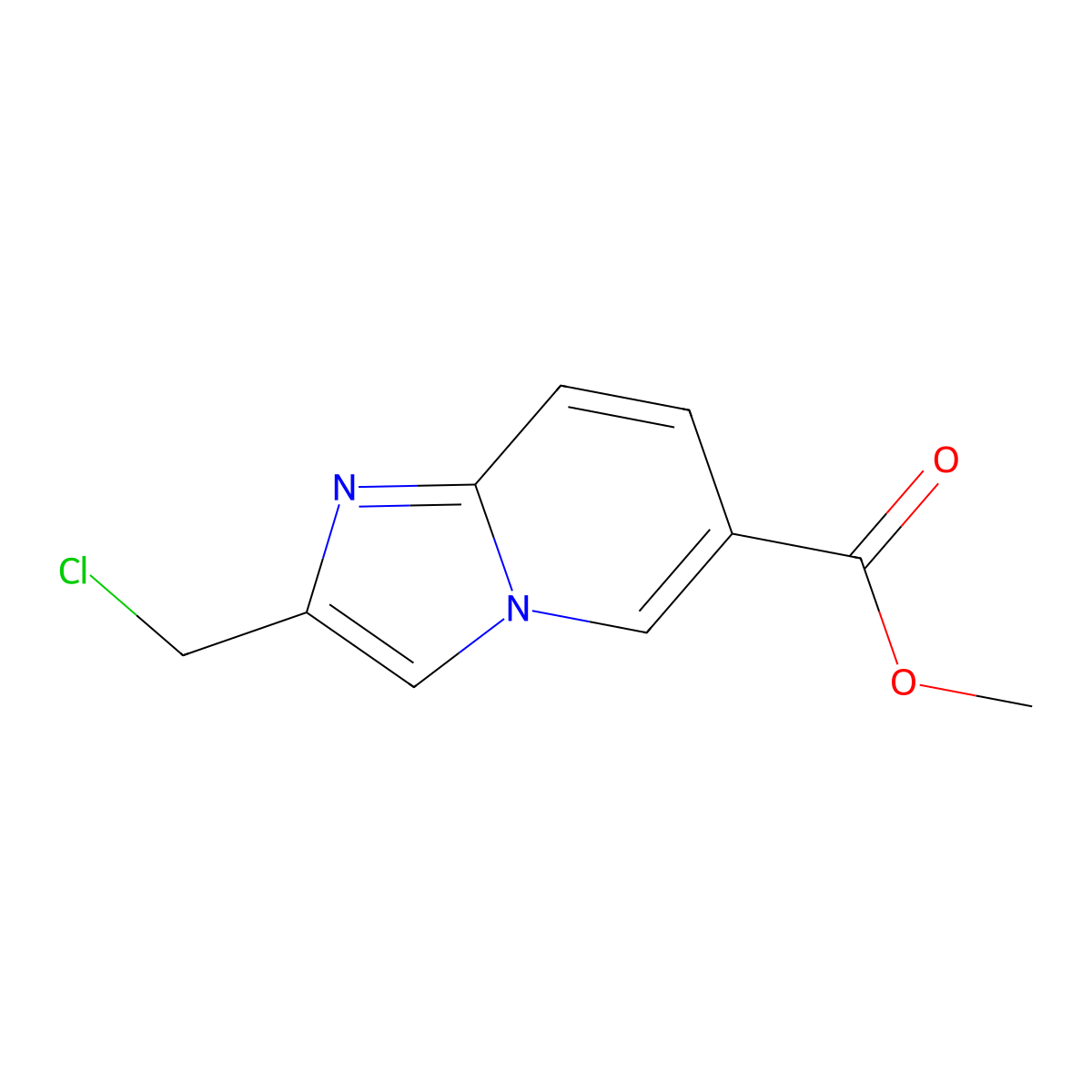 Methyl 2-(chloromethyl)imidazo[1,2-a]pyridine-6-carboxylate molecular structure, CAS 1206978-66-6