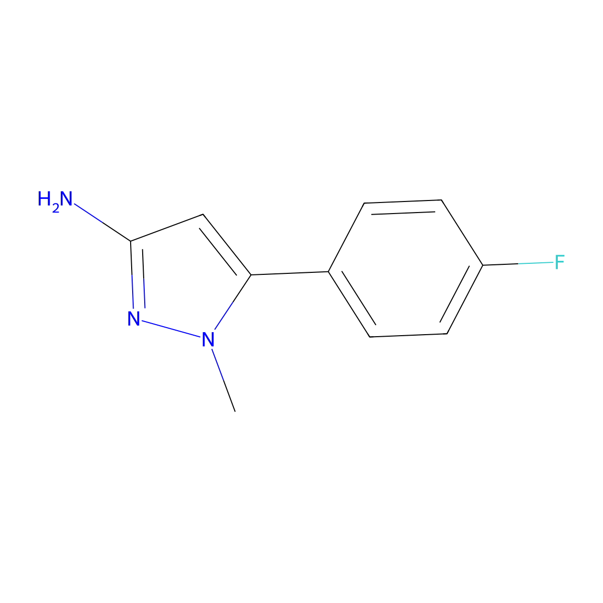 5-(4-fluorophenyl)-1-methyl-1H-pyrazol-3-amine molecular structure, CAS 120698-04-6