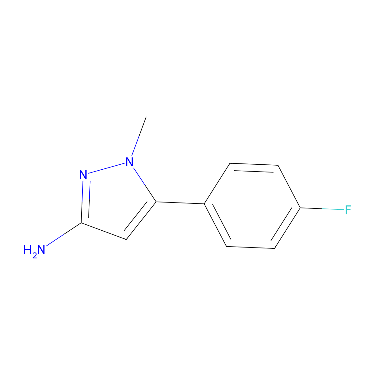 5-(4-fluorophenyl)-1-methyl-1H-pyrazol-3-amine molecular structure, CAS 120698-04-6