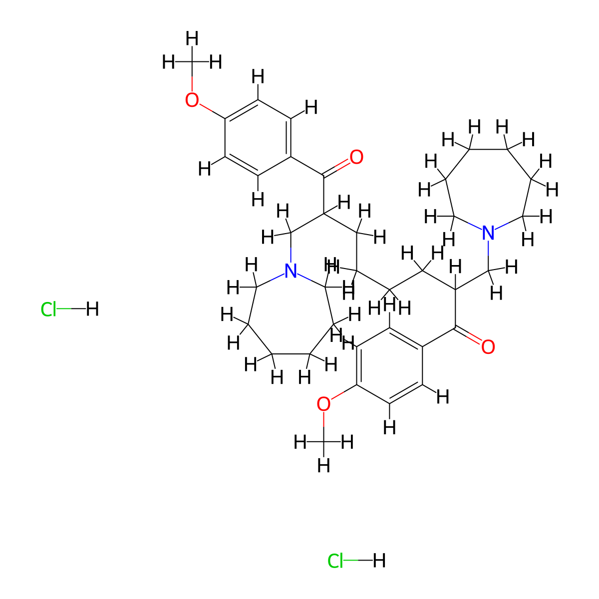 1,8-Octanedione, 2,7-bis((hexahydro-1H-azepin-1-yl)methyl)-1,8-bis(4-methoxyphenyl)-, dihydrochloride molecular structure, CAS 120698-34-2
