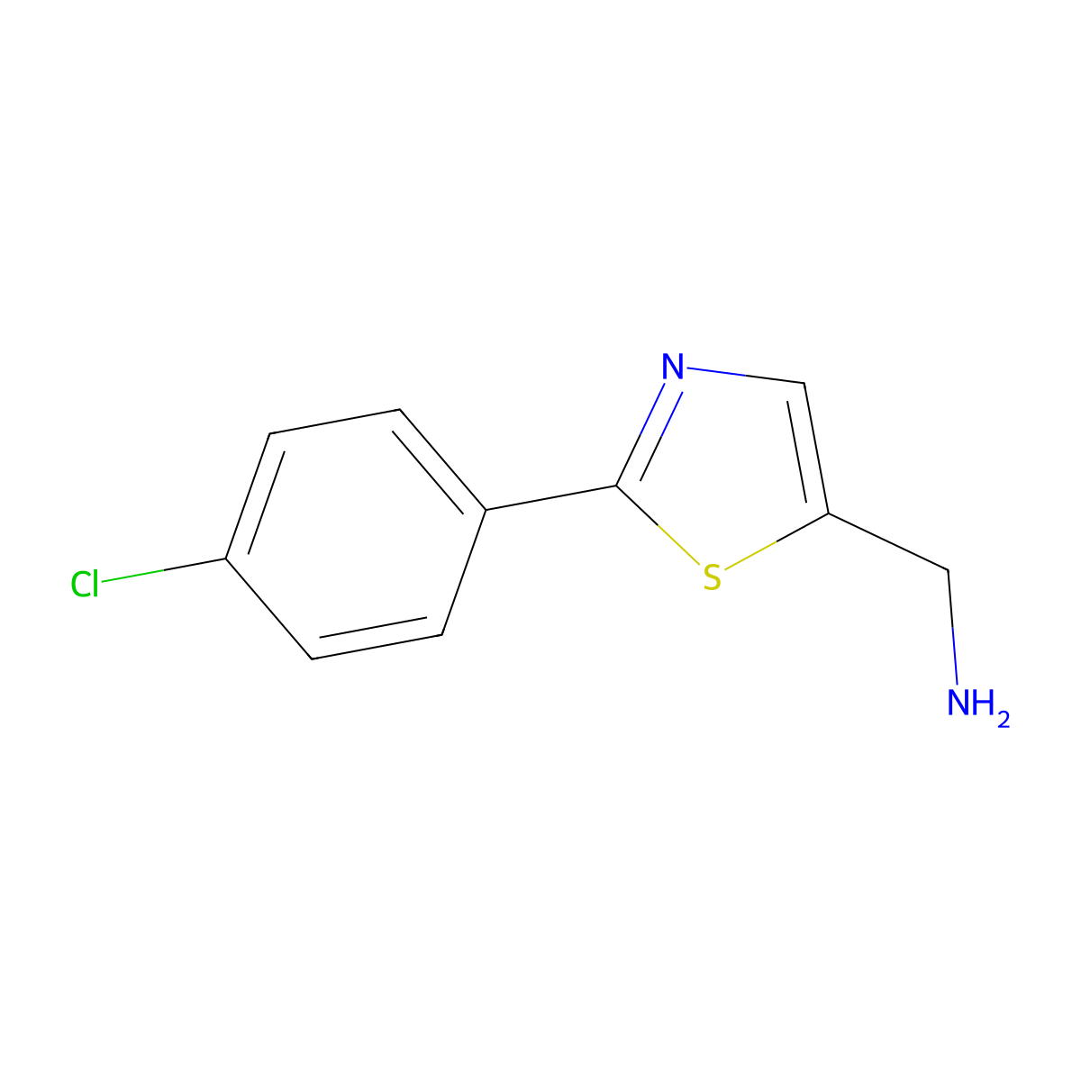 [2-(4-Chlorophenyl)-1,3-thiazol-5-yl]methanamine molecular structure, CAS 1206980-91-7