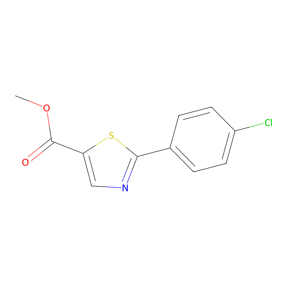 Methyl 2-(4-chlorophenyl)thiazole-5-carboxylate molecular structure, CAS 1206980-97-3