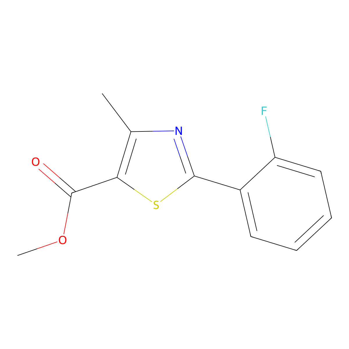 Methyl 2-(2-fluorophenyl)-4-methyl-5-thiazolecarboxylate molecular structure, CAS 1206981-12-5