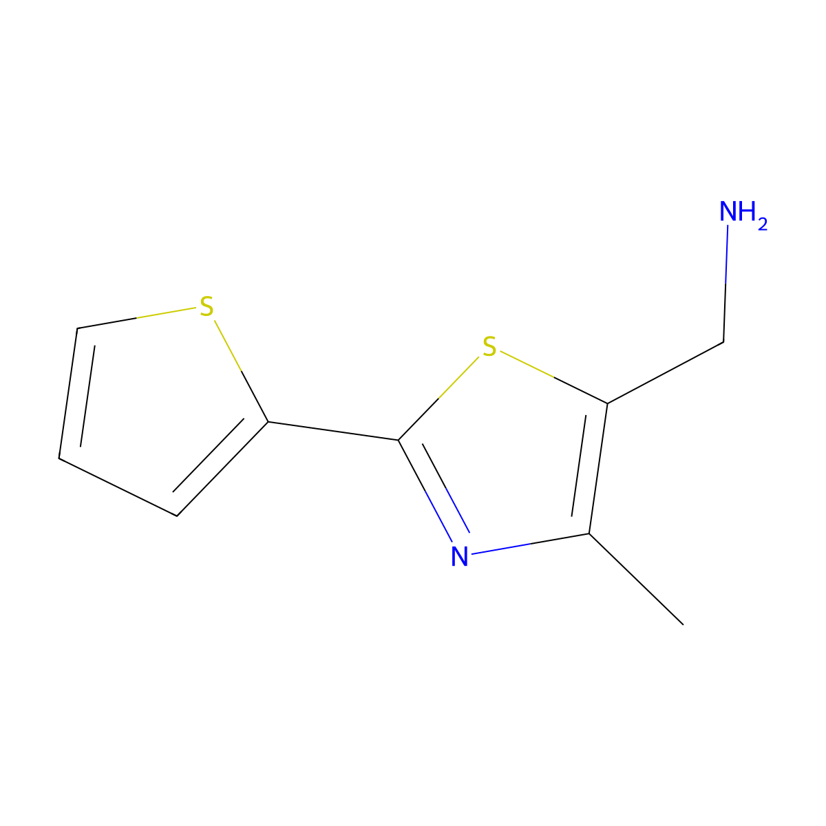(4-Methyl-2-thiophen-2-yl-1,3-thiazol-5-yl)methanamine molecular structure, CAS 1206981-23-8