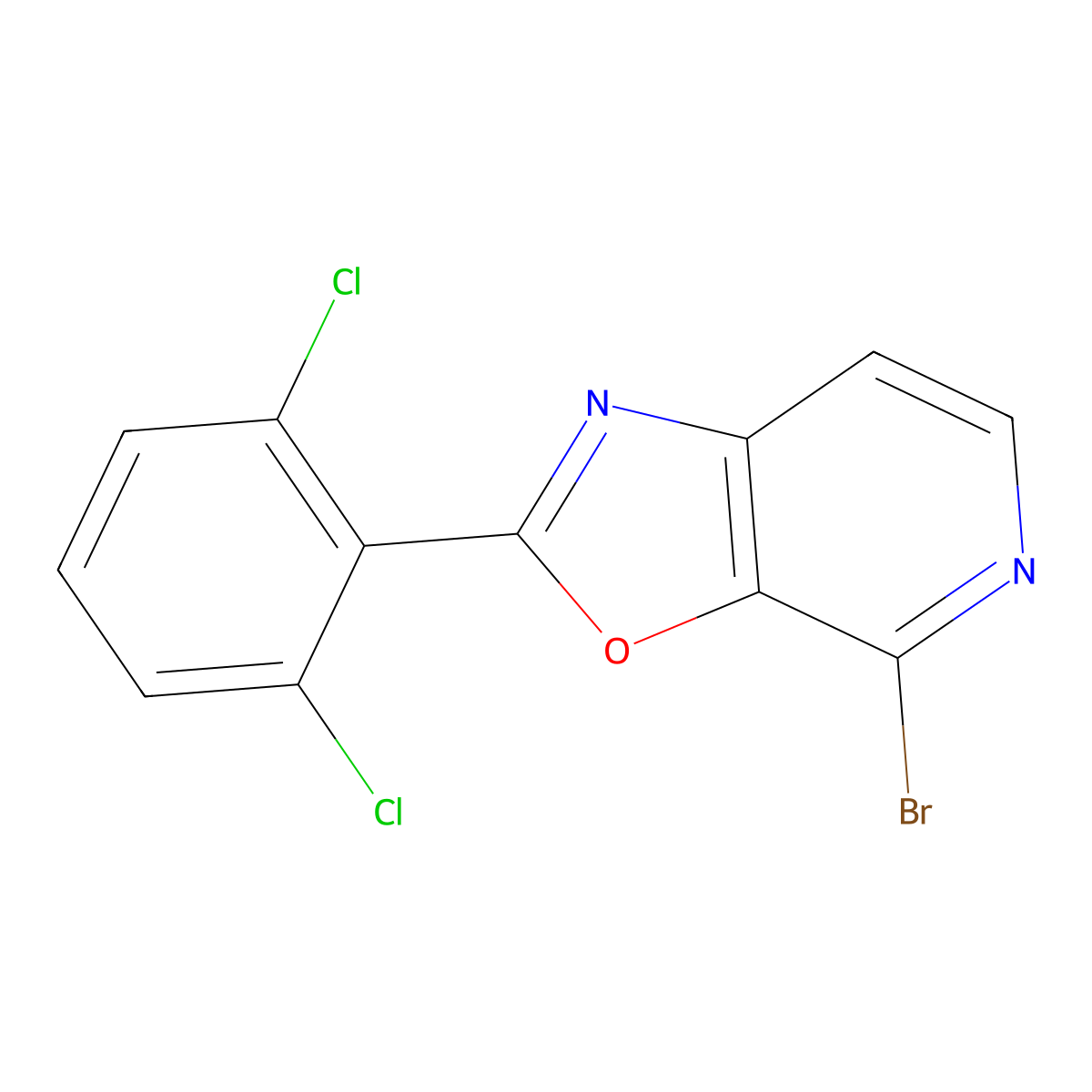4-Bromo-2-(2,6-dichlorophenyl)oxazolo[5,4-c]pyridine molecular structure, CAS 1206981-64-7