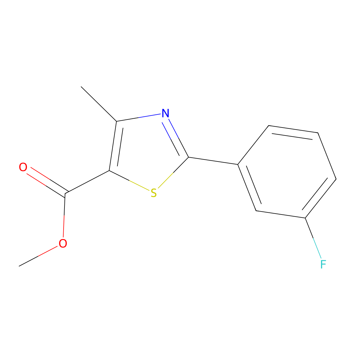 Methyl 2-(3-fluorophenyl)-4-methyl-5-thiazolecarboxylate molecular structure, CAS 1206983-91-6