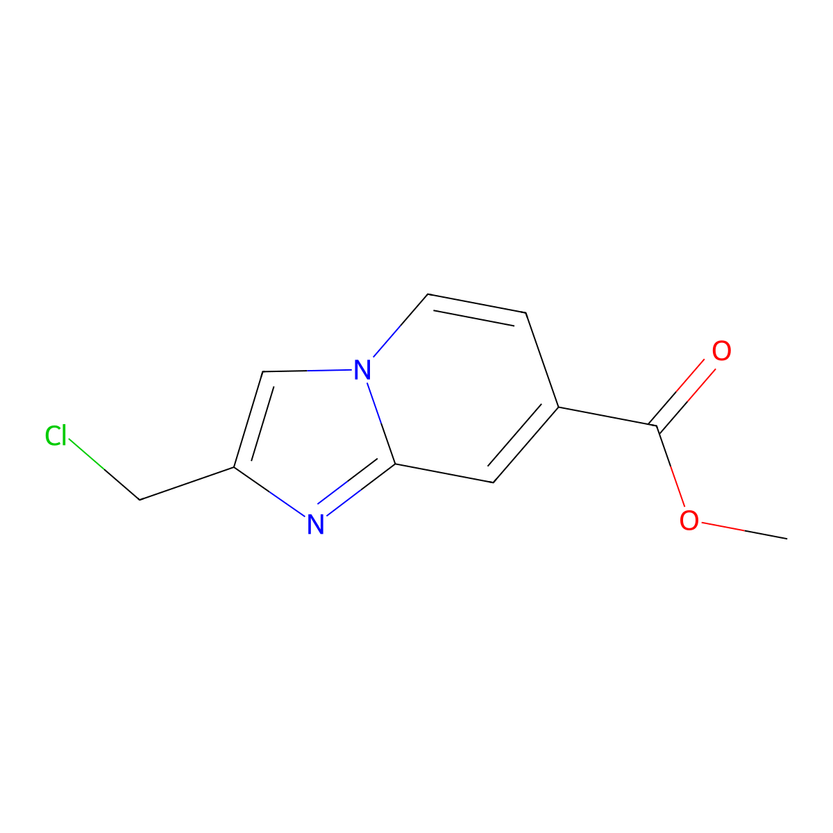 Methyl 2-(chloromethyl)imidazo(1,2-a)pyridine-7-carboxylate molecular structure, CAS 1206984-08-8