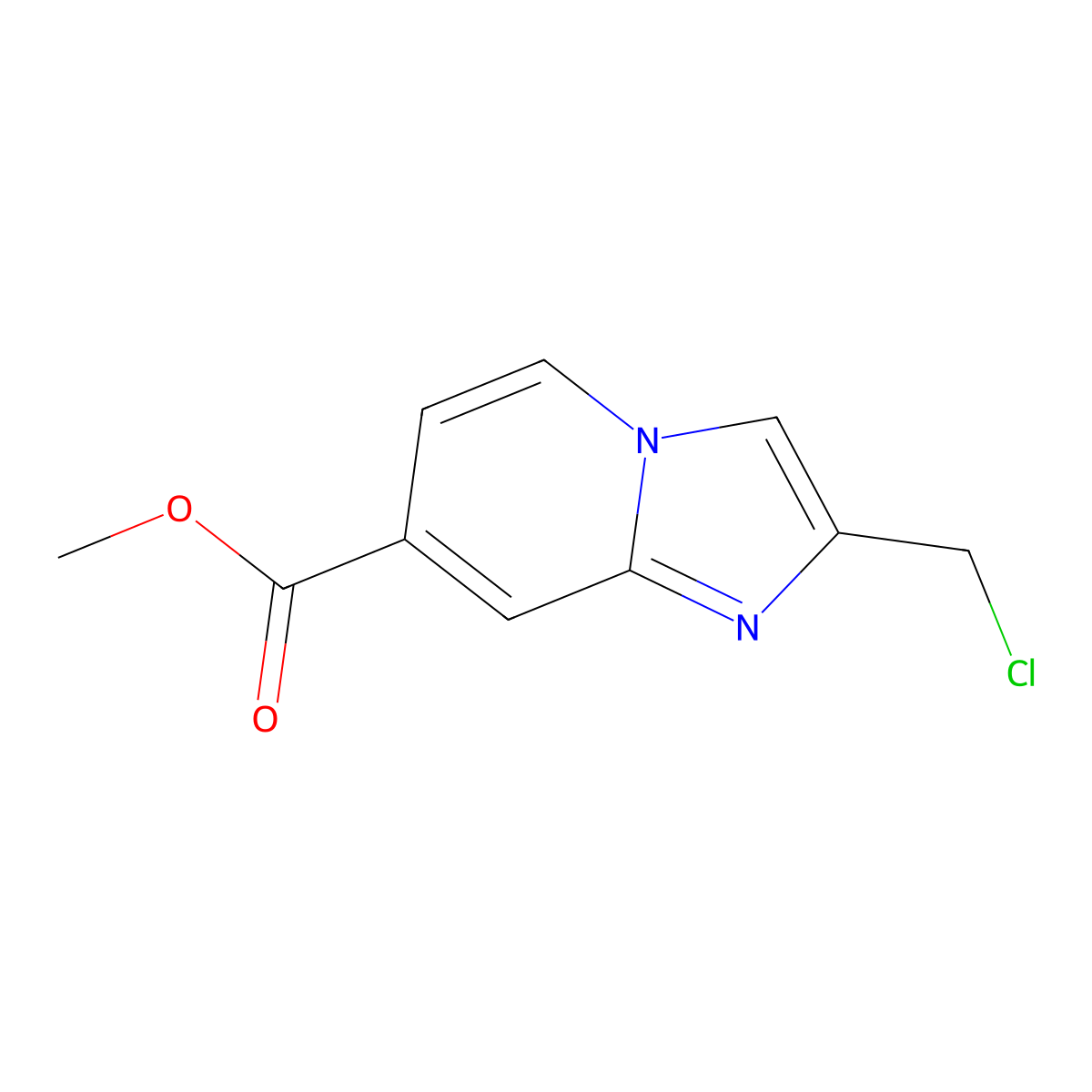 Methyl 2-(chloromethyl)imidazo(1,2-a)pyridine-7-carboxylate molecular structure, CAS 1206984-08-8