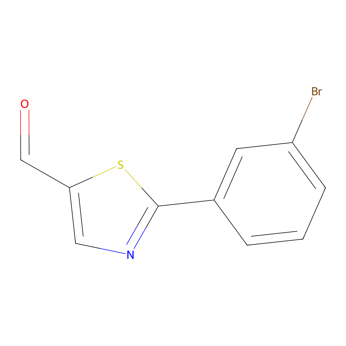 2-(3-Bromophenyl)-1,3-thiazole-5-carbaldehyde molecular structure, CAS 1206984-37-3
