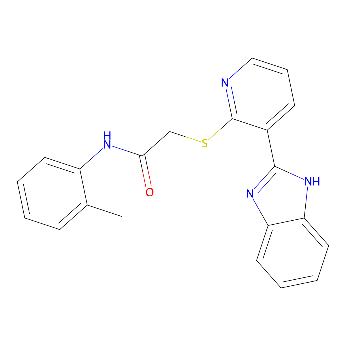 2-((3-(1H-benzo[d]imidazol-2-yl)pyridin-2-yl)thio)-N-(o-tolyl)acetamide molecular structure, CAS 1206984-62-4
