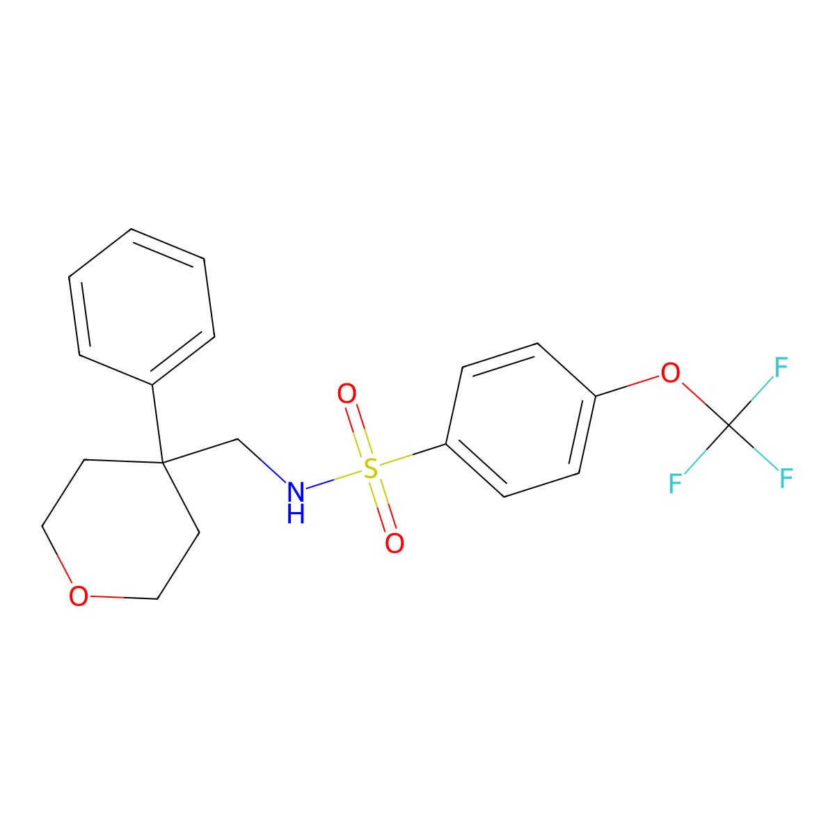 N-[(4-phenyloxan-4-yl)methyl]-4-(trifluoromethoxy)benzene-1-sulfonamide molecular structure, CAS 1206984-69-1
