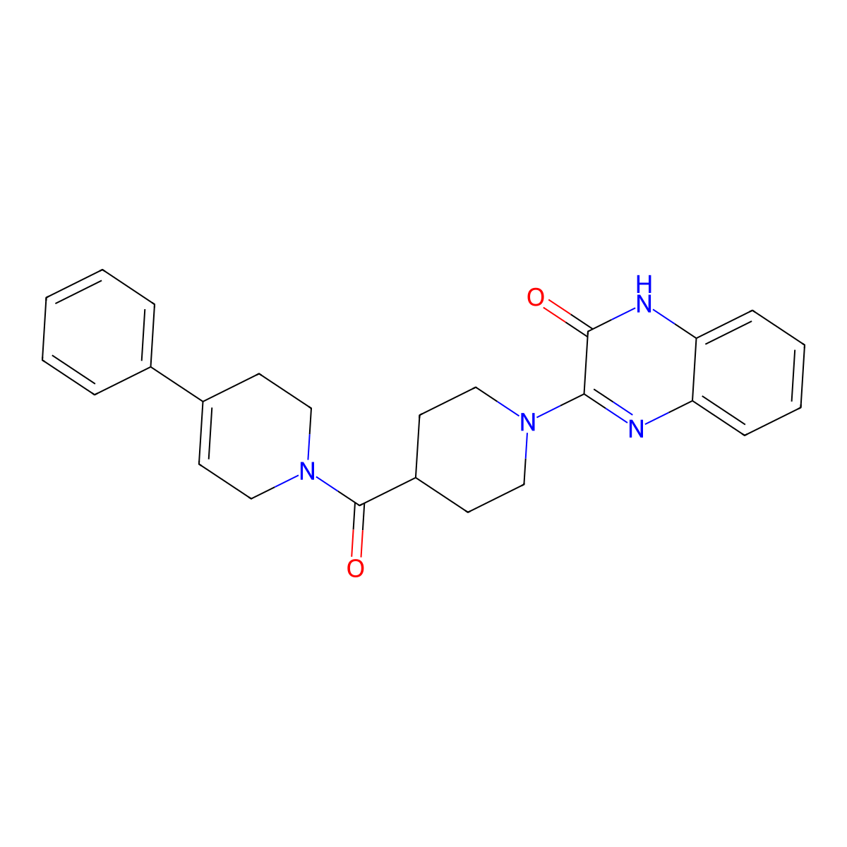 3-(4-(4-phenyl-1,2,3,6-tetrahydropyridine-1-carbonyl)piperidin-1-yl)quinoxalin-2(1H)-one molecular structure, CAS 1206984-71-5