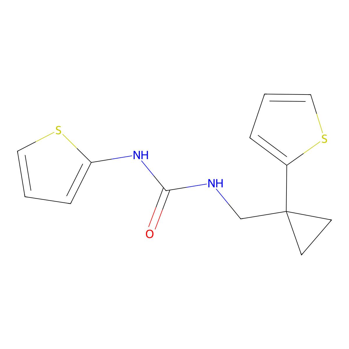 1-(Thiophen-2-yl)-3-((1-(thiophen-2-yl)cyclopropyl)methyl)urea molecular structure, CAS 1206984-72-6