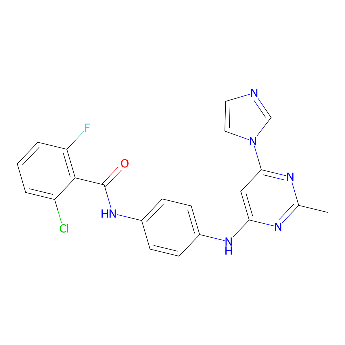 N-(4-((6-(1H-imidazol-1-yl)-2-methylpyrimidin-4-yl)amino)phenyl)-2-chloro-6-fluorobenzamide molecular structure, CAS 1206984-79-3