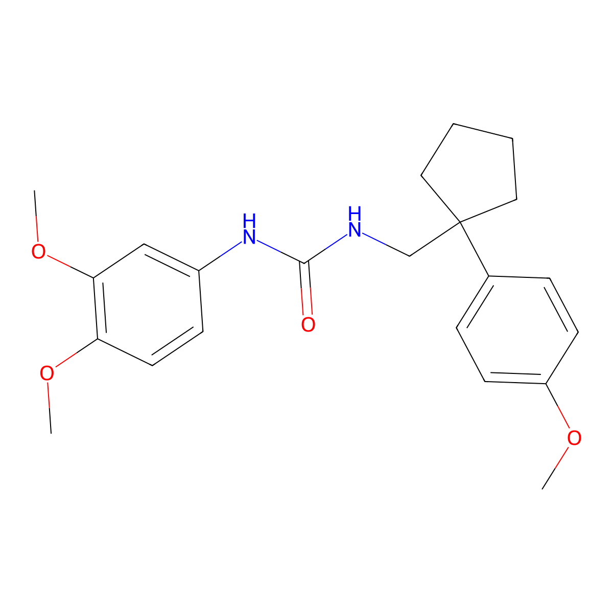 1-(3,4-Dimethoxyphenyl)-3-{[1-(4-methoxyphenyl)cyclopentyl]methyl}urea molecular structure, CAS 1206984-80-6