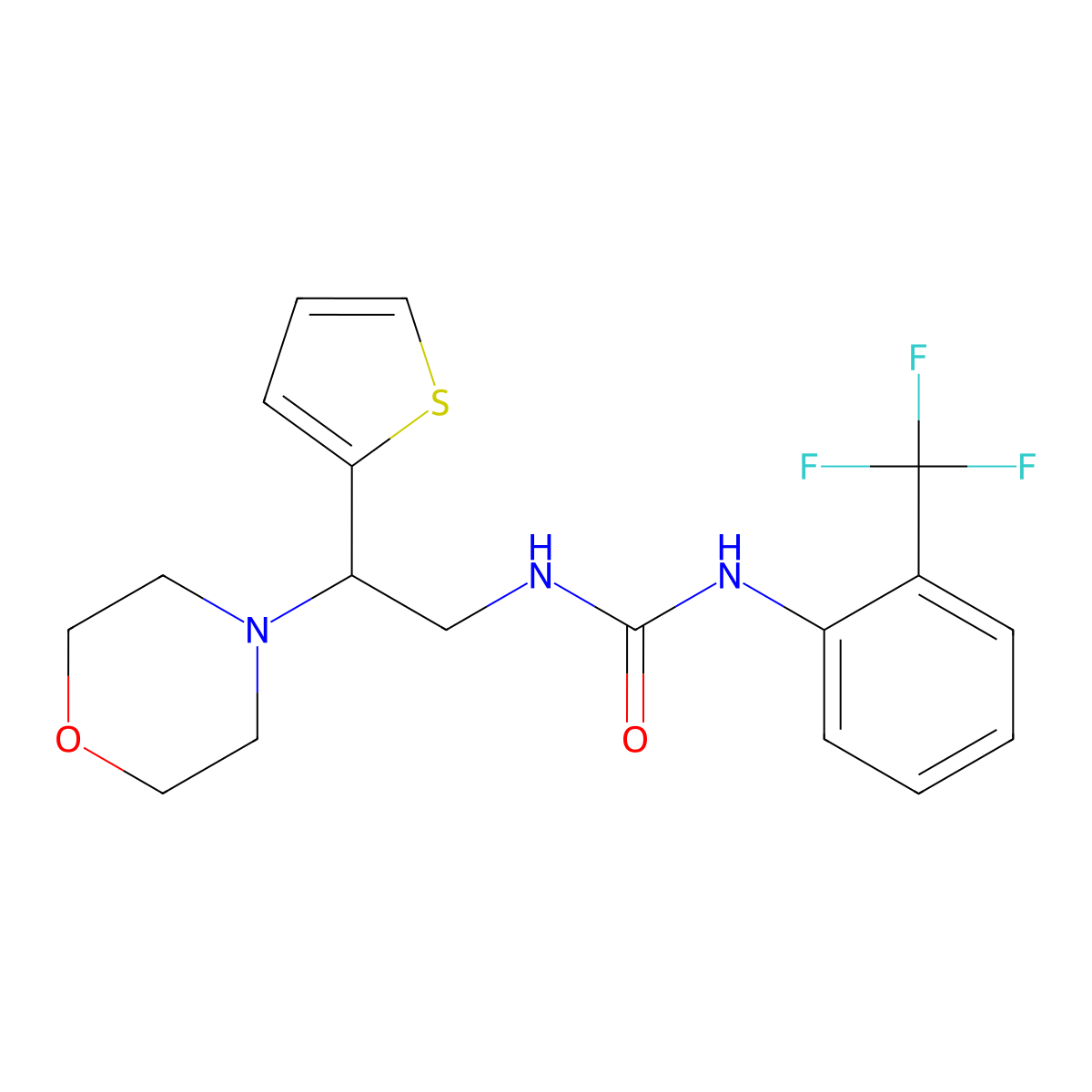 1-(2-Morpholino-2-(thiophen-2-yl)ethyl)-3-(2-(trifluoromethyl)phenyl)urea molecular structure, CAS 1206984-82-8