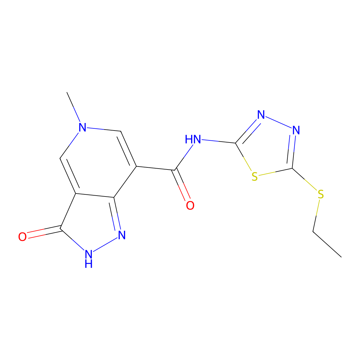N-(5-(ethylthio)-1,3,4-thiadiazol-2-yl)-5-methyl-3-oxo-3,5-dihydro-2H-pyrazolo[4,3-c]pyridine-7-carboxamide molecular structure, CAS 1206984-83-9