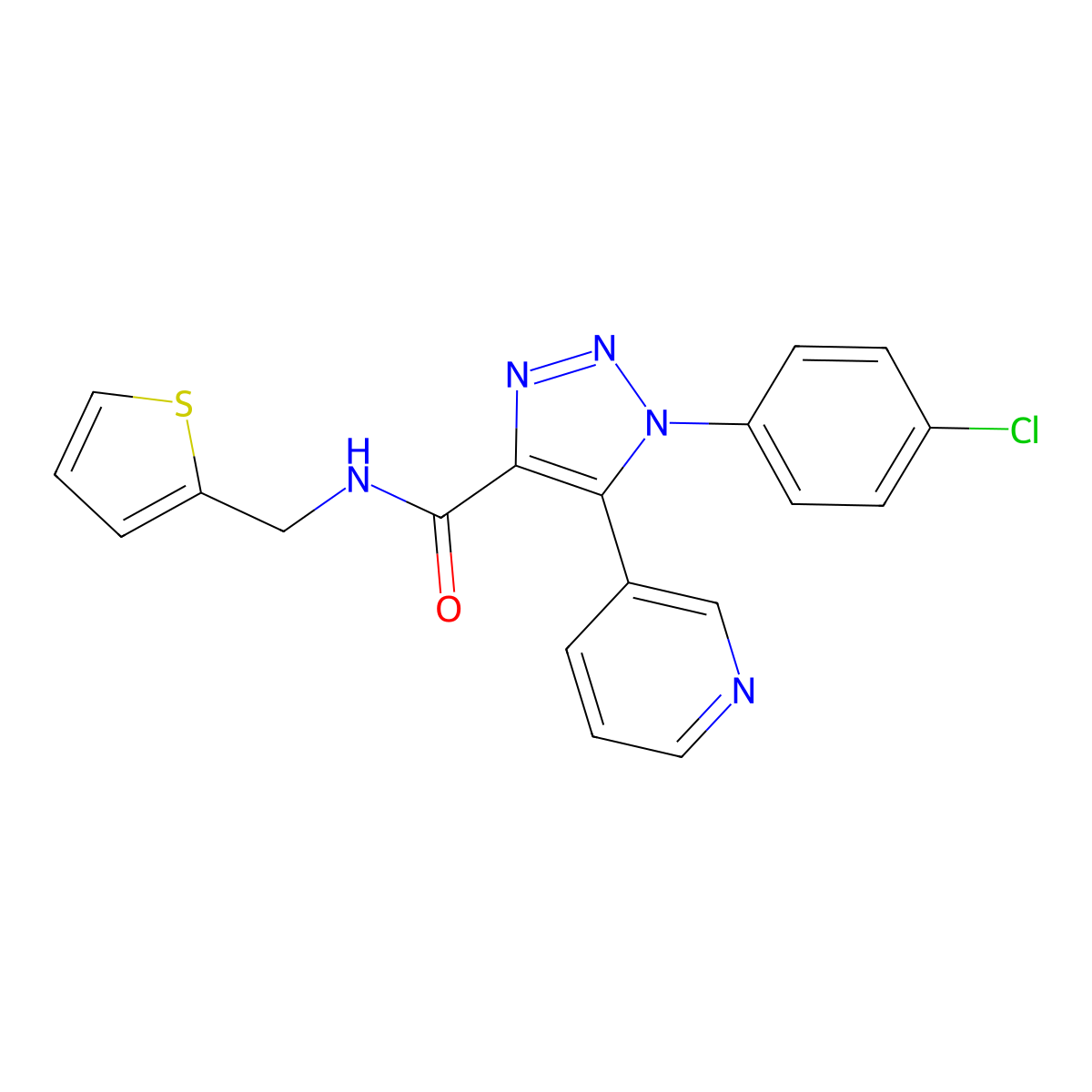 1-(4-chlorophenyl)-5-(pyridin-3-yl)-N-(thiophen-2-ylmethyl)-1H-1,2,3-triazole-4-carboxamide molecular structure, CAS 1206984-85-1
