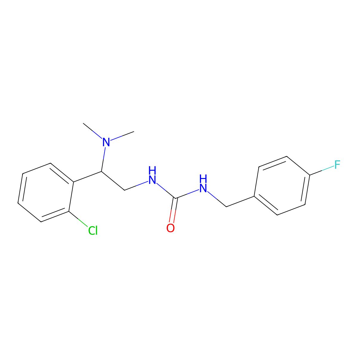 1-(2-(2-Chlorophenyl)-2-(dimethylamino)ethyl)-3-(4-fluorobenzyl)urea molecular structure, CAS 1206984-86-2