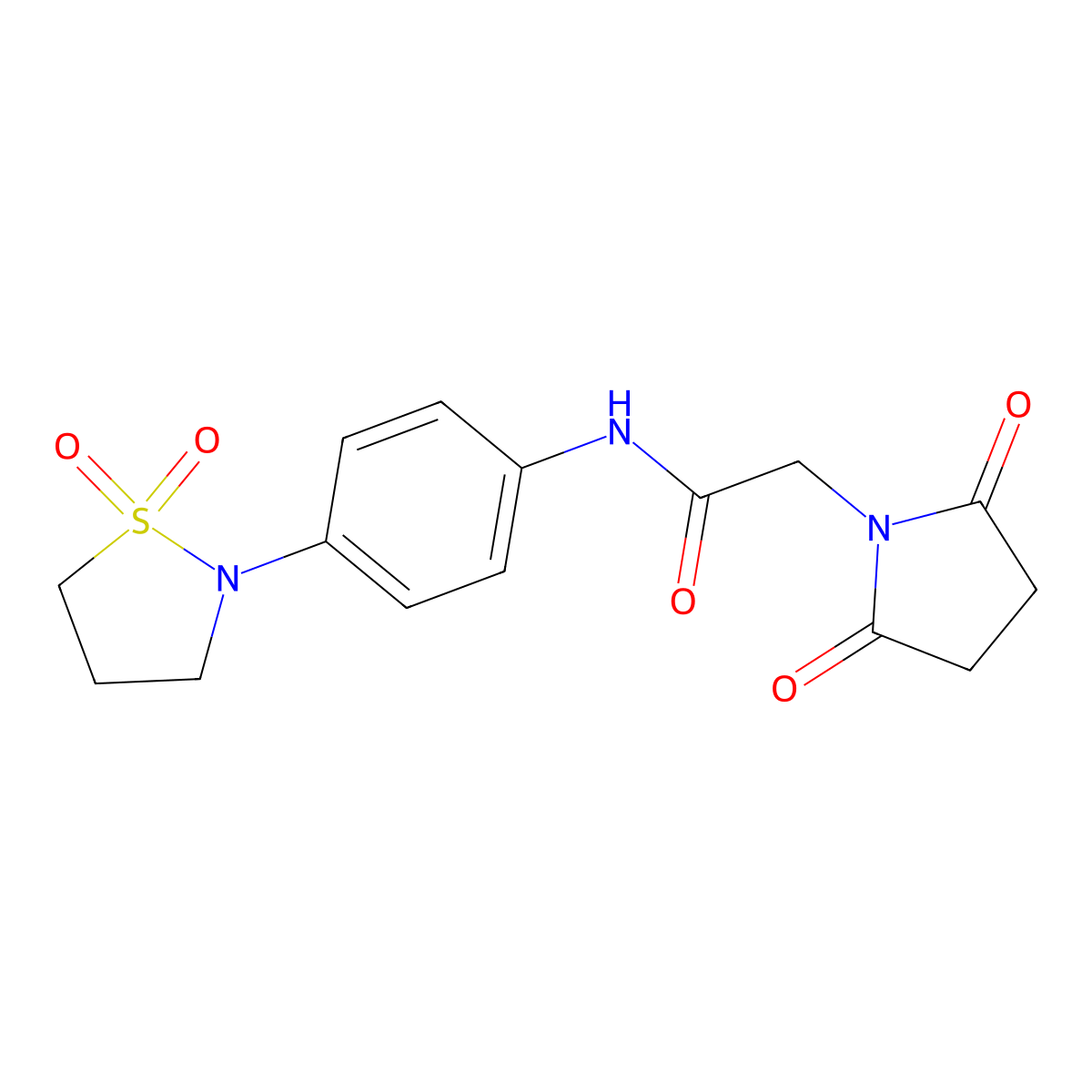 N-(4-(1,1-dioxidoisothiazolidin-2-yl)phenyl)-2-(2,5-dioxopyrrolidin-1-yl)acetamide molecular structure, CAS 1206984-93-1