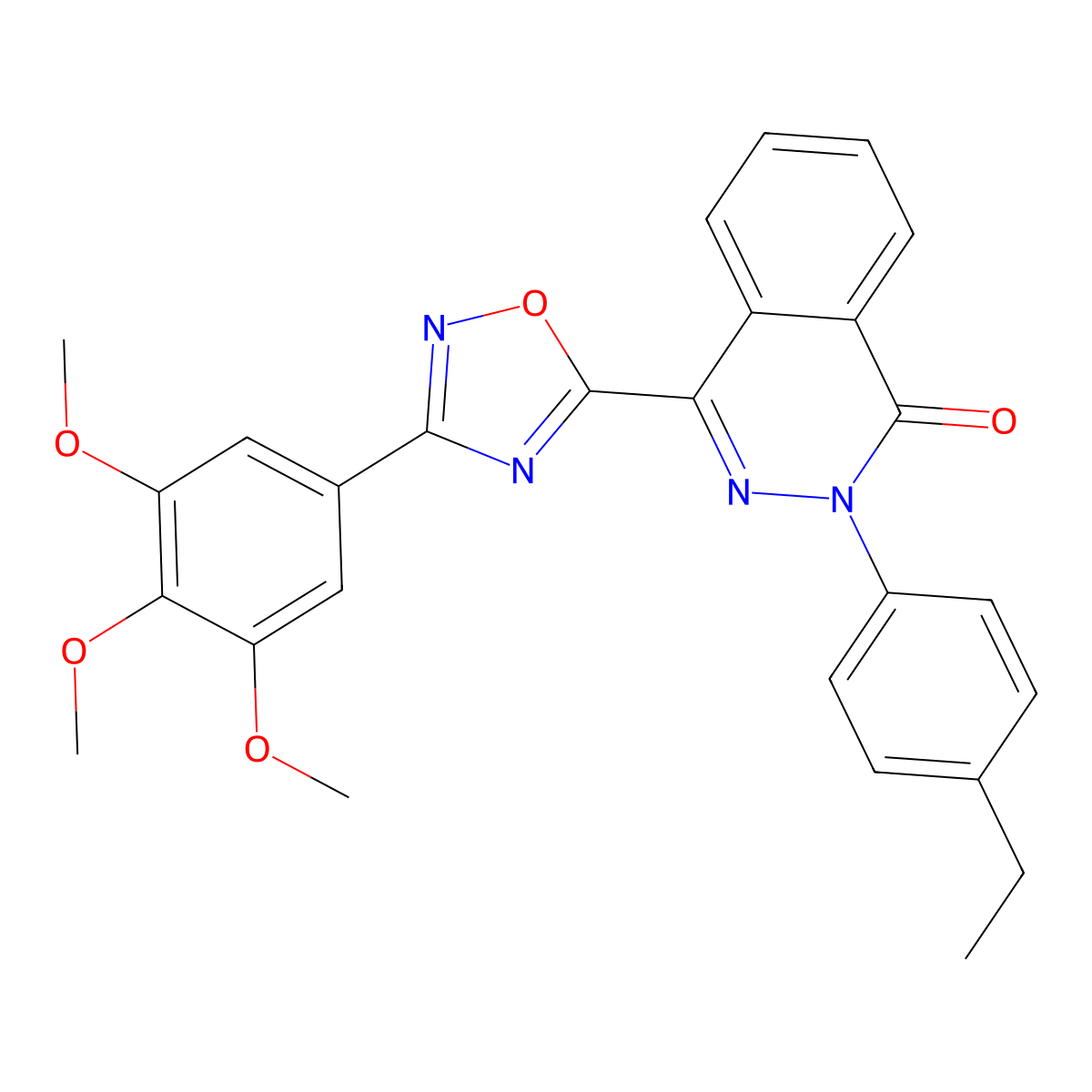 2-(4-ethylphenyl)-4-[3-(3,4,5-trimethoxyphenyl)-1,2,4-oxadiazol-5-yl]phthalazin-1(2H)-one molecular structure, CAS 1206984-94-2