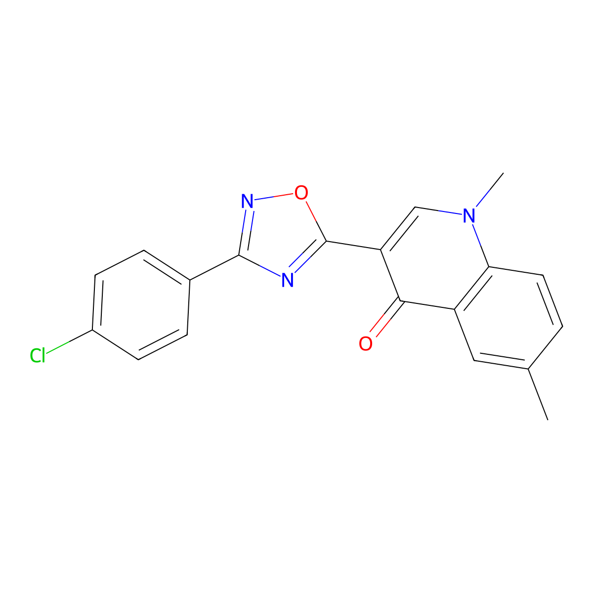3-[3-(4-chlorophenyl)-1,2,4-oxadiazol-5-yl]-1,6-dimethylquinolin-4(1H)-one molecular structure, CAS 1206984-97-5