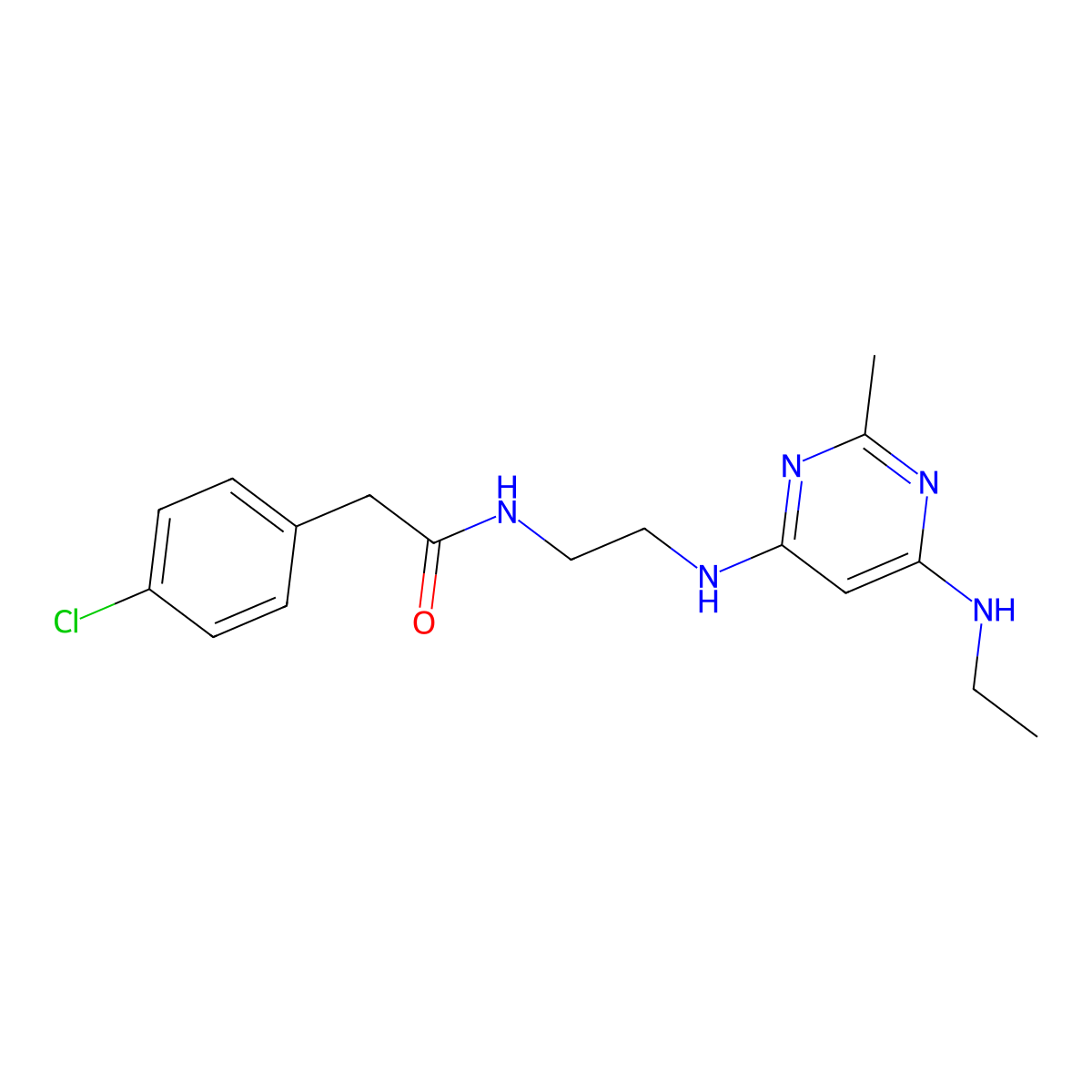 2-(4-chlorophenyl)-N-(2-((6-(ethylamino)-2-methylpyrimidin-4-yl)amino)ethyl)acetamide molecular structure, CAS 1206984-99-7