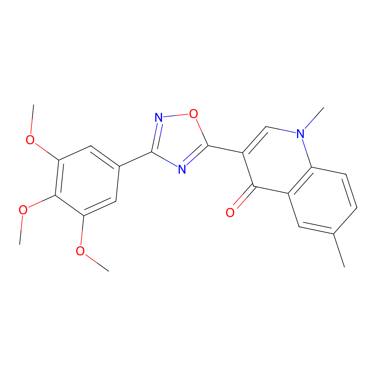 1,6-dimethyl-3-[3-(3,4,5-trimethoxyphenyl)-1,2,4-oxadiazol-5-yl]quinolin-4(1H)-one molecular structure, CAS 1206985-03-6