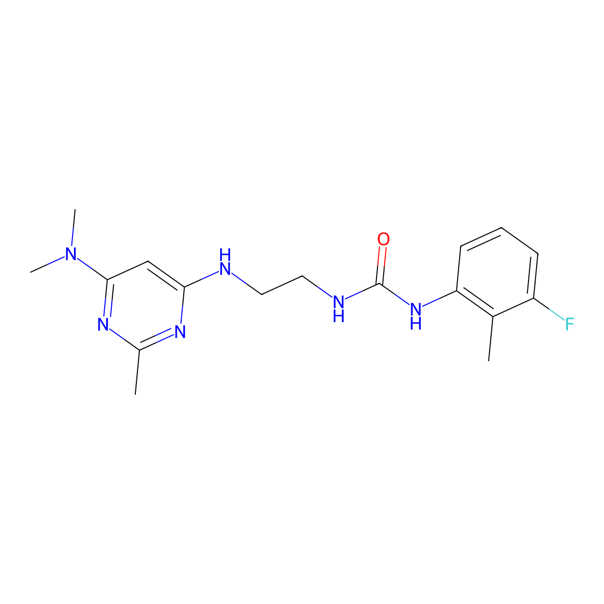 1-(2-((6-(Dimethylamino)-2-methylpyrimidin-4-yl)amino)ethyl)-3-(3-fluoro-2-methylphenyl)urea molecular structure, CAS 1206985-08-1