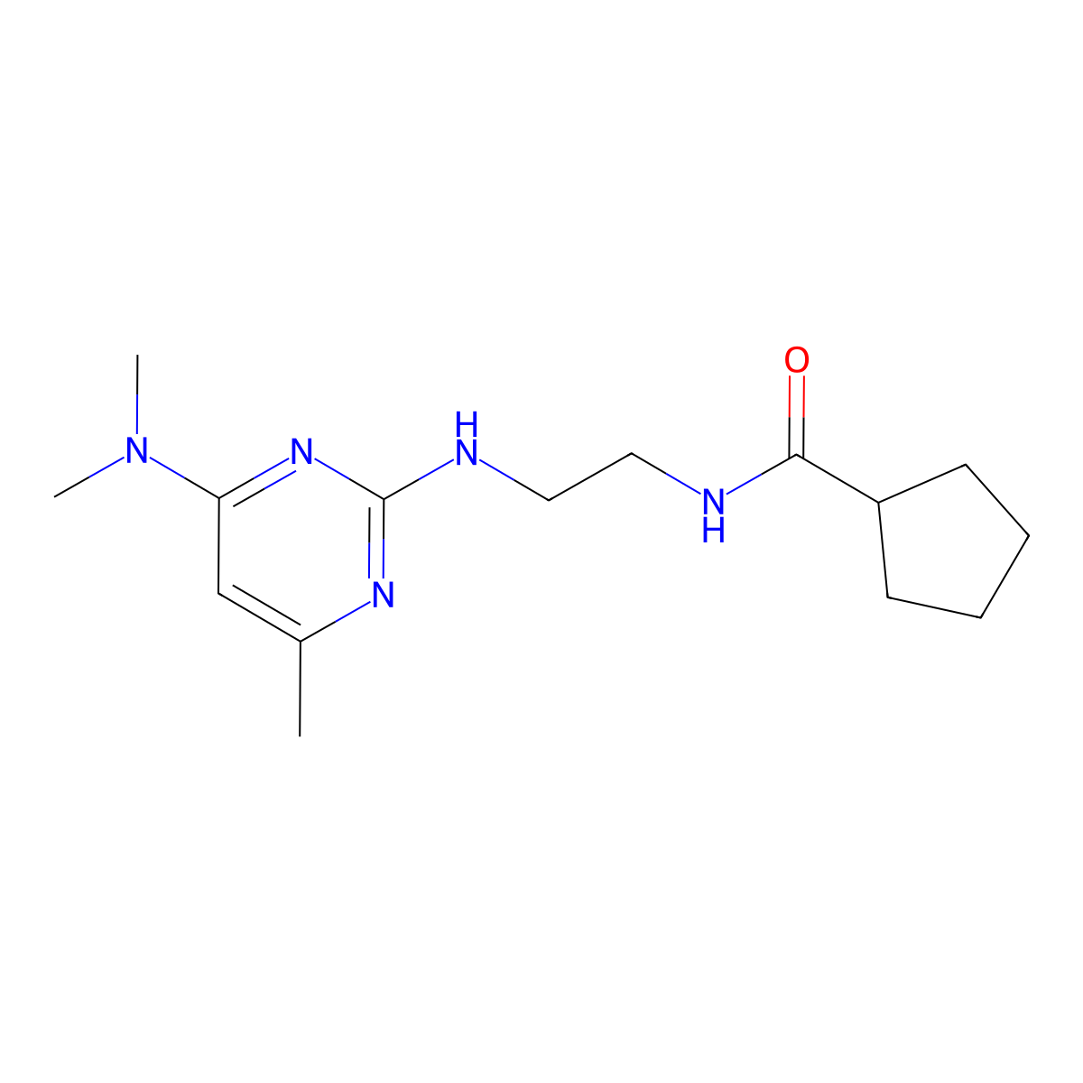 N-(2-{[4-(dimethylamino)-6-methylpyrimidin-2-yl]amino}ethyl)cyclopentanecarboxamide molecular structure, CAS 1206985-11-6