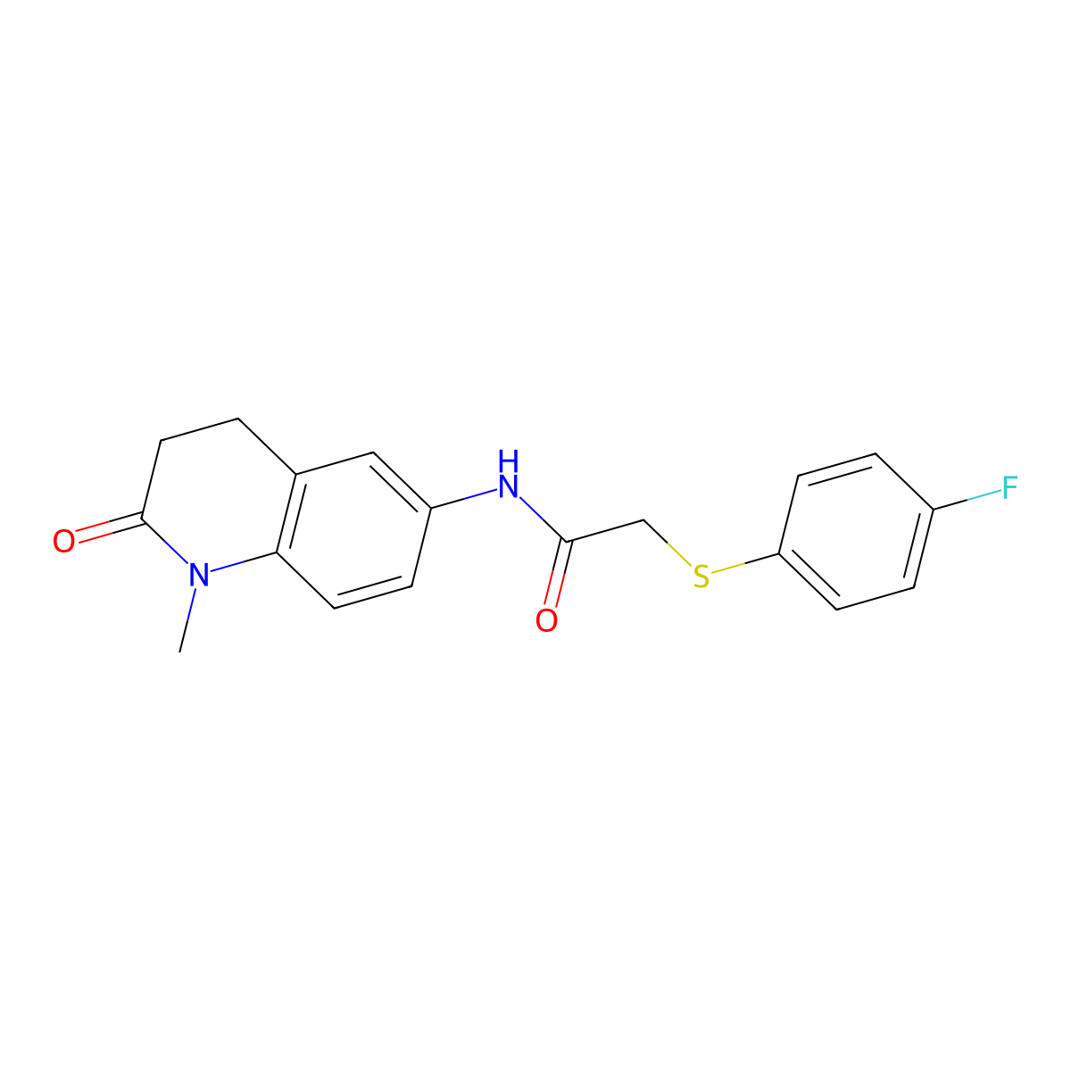 2-((4-fluorophenyl)thio)-N-(1-methyl-2-oxo-1,2,3,4-tetrahydroquinolin-6-yl)acetamide molecular structure, CAS 1206985-14-9