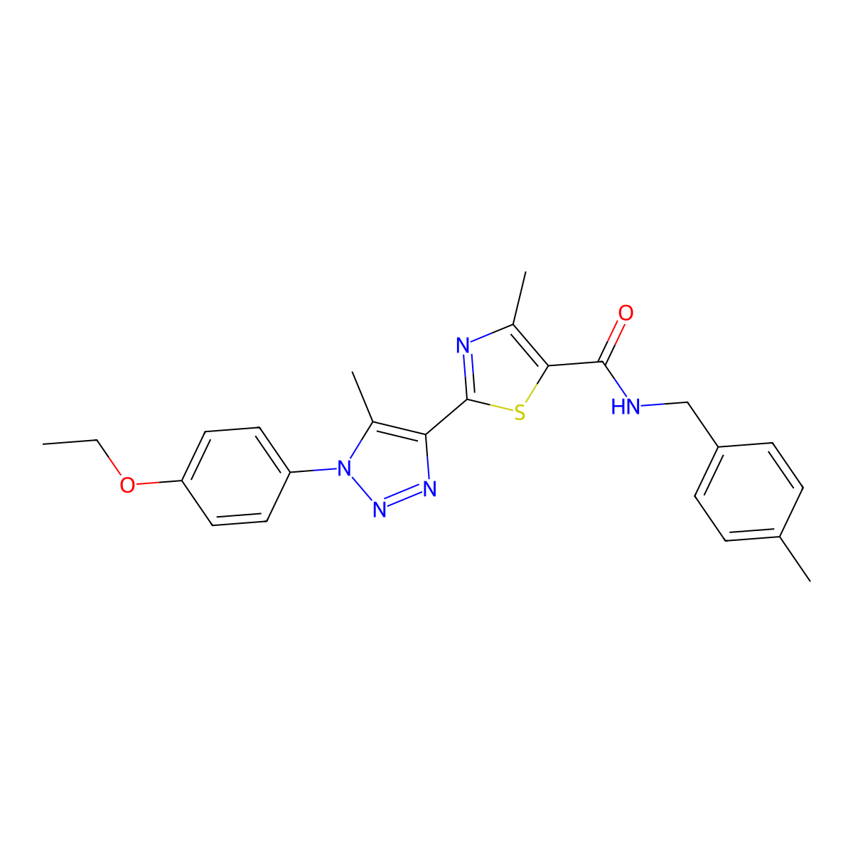 2-(1-(4-ethoxyphenyl)-5-methyl-1H-1,2,3-triazol-4-yl)-4-methyl-N-(4-methylbenzyl)thiazole-5-carboxamide molecular structure, CAS 1206985-15-0