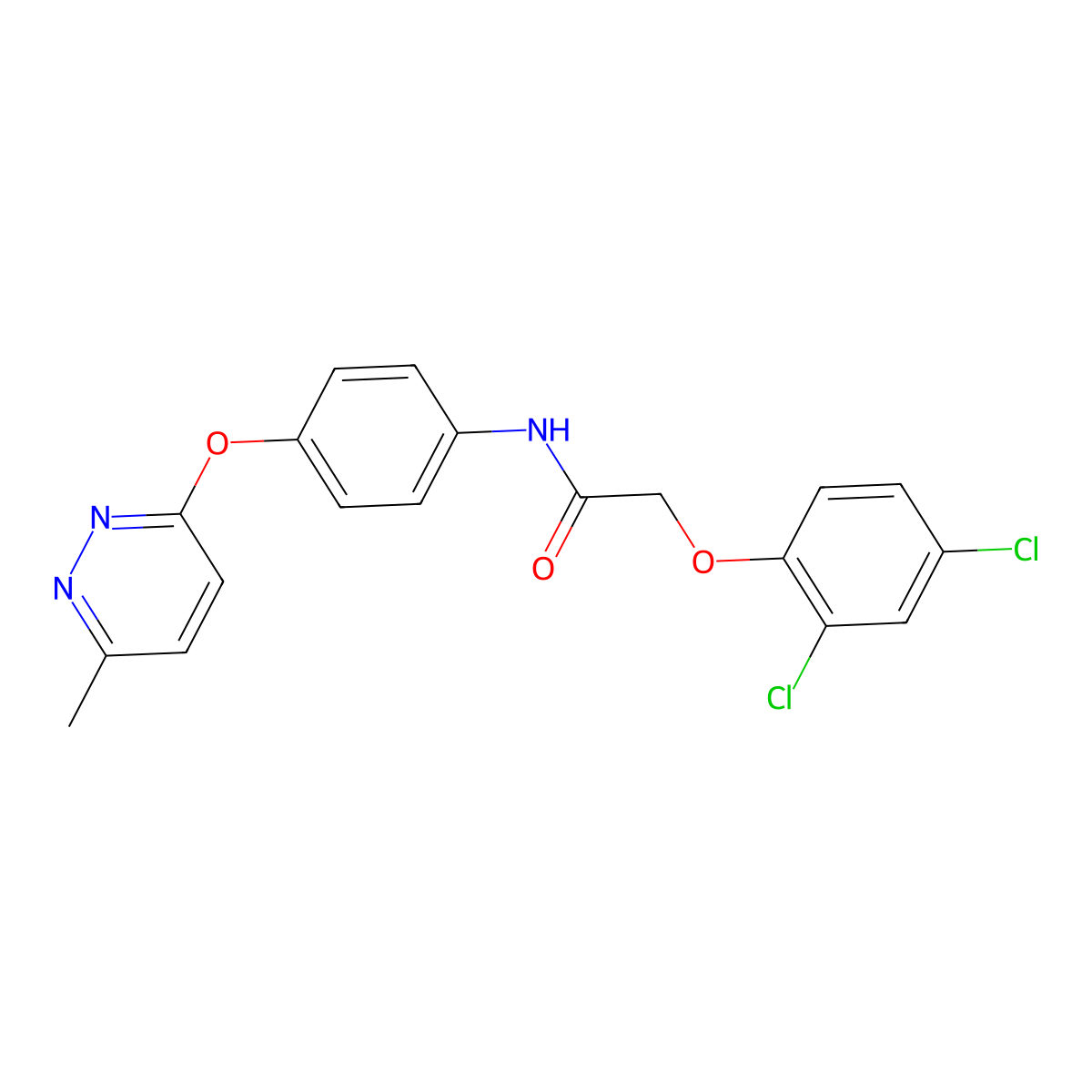 2-(2,4-dichlorophenoxy)-N-(4-((6-methylpyridazin-3-yl)oxy)phenyl)acetamide molecular structure, CAS 1206985-22-9