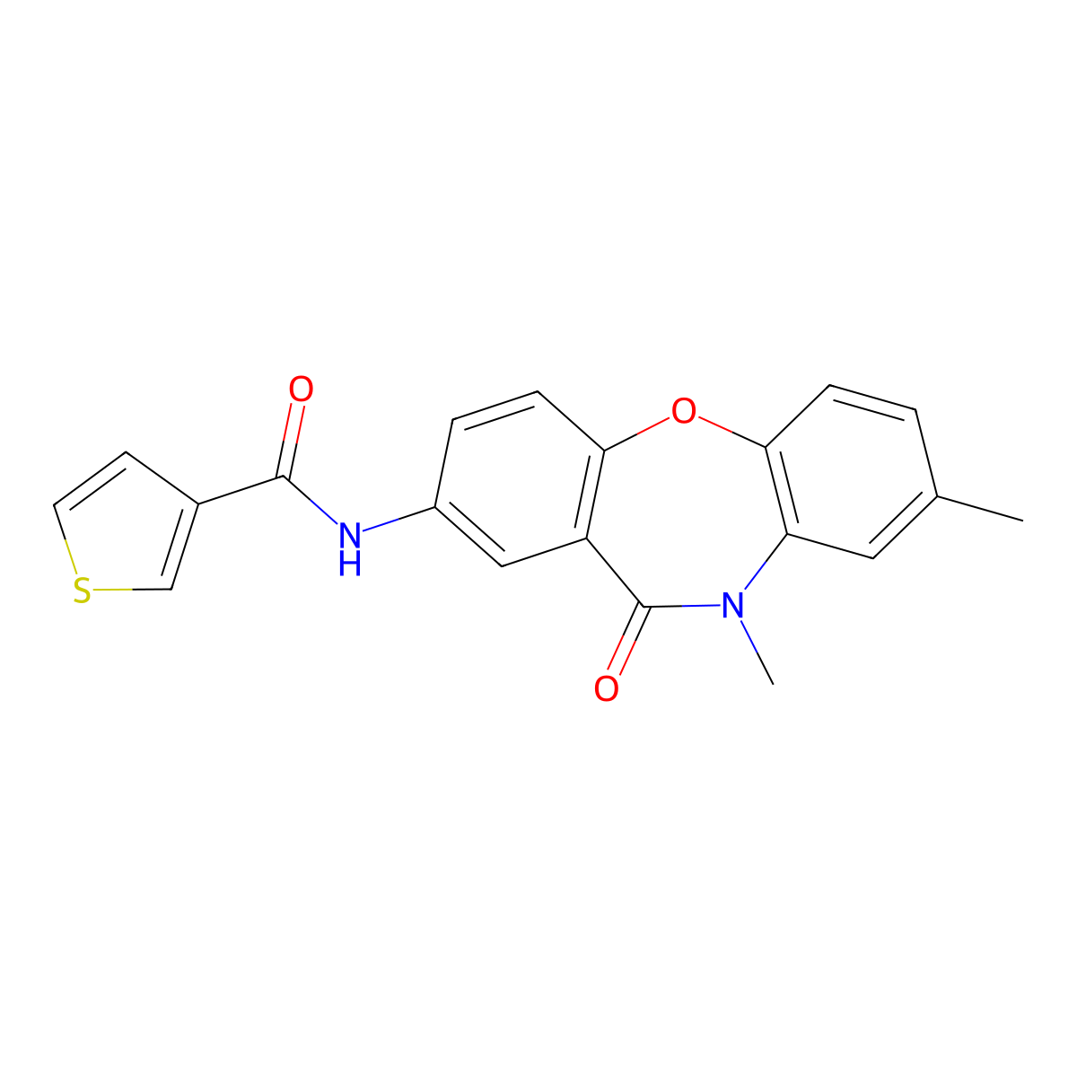 N-{6,9-dimethyl-10-oxo-2-oxa-9-azatricyclo[9.4.0.0^{3,8}]pentadeca-1(11),3(8),4,6,12,14-hexaen-13-yl}thiophene-3-carboxamide molecular structure, CAS 1206985-28-5