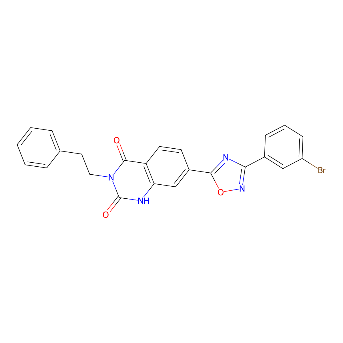7-[3-(3-Bromophenyl)-1,2,4-oxadiazol-5-yl]-3-(2-phenylethyl)-1,2,3,4-tetrahydroquinazoline-2,4-dione molecular structure, CAS 1206985-32-1