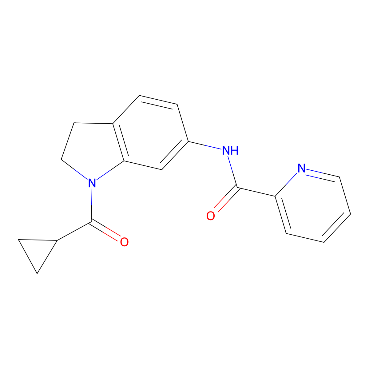 N-(1-(cyclopropanecarbonyl)indolin-6-yl)picolinamide molecular structure, CAS 1206985-33-2