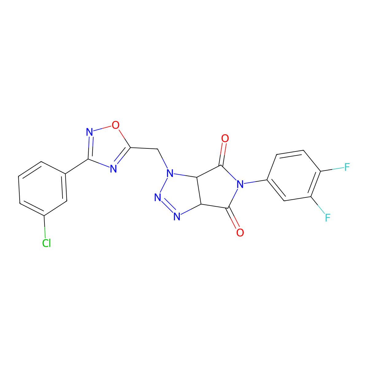 1-((3-(3-chlorophenyl)-1,2,4-oxadiazol-5-yl)methyl)-5-(3,4-difluorophenyl)-1,6a-dihydropyrrolo[3,4-d][1,2,3]triazole-4,6(3aH,5H)-dione molecular structure, CAS 1206985-39-8