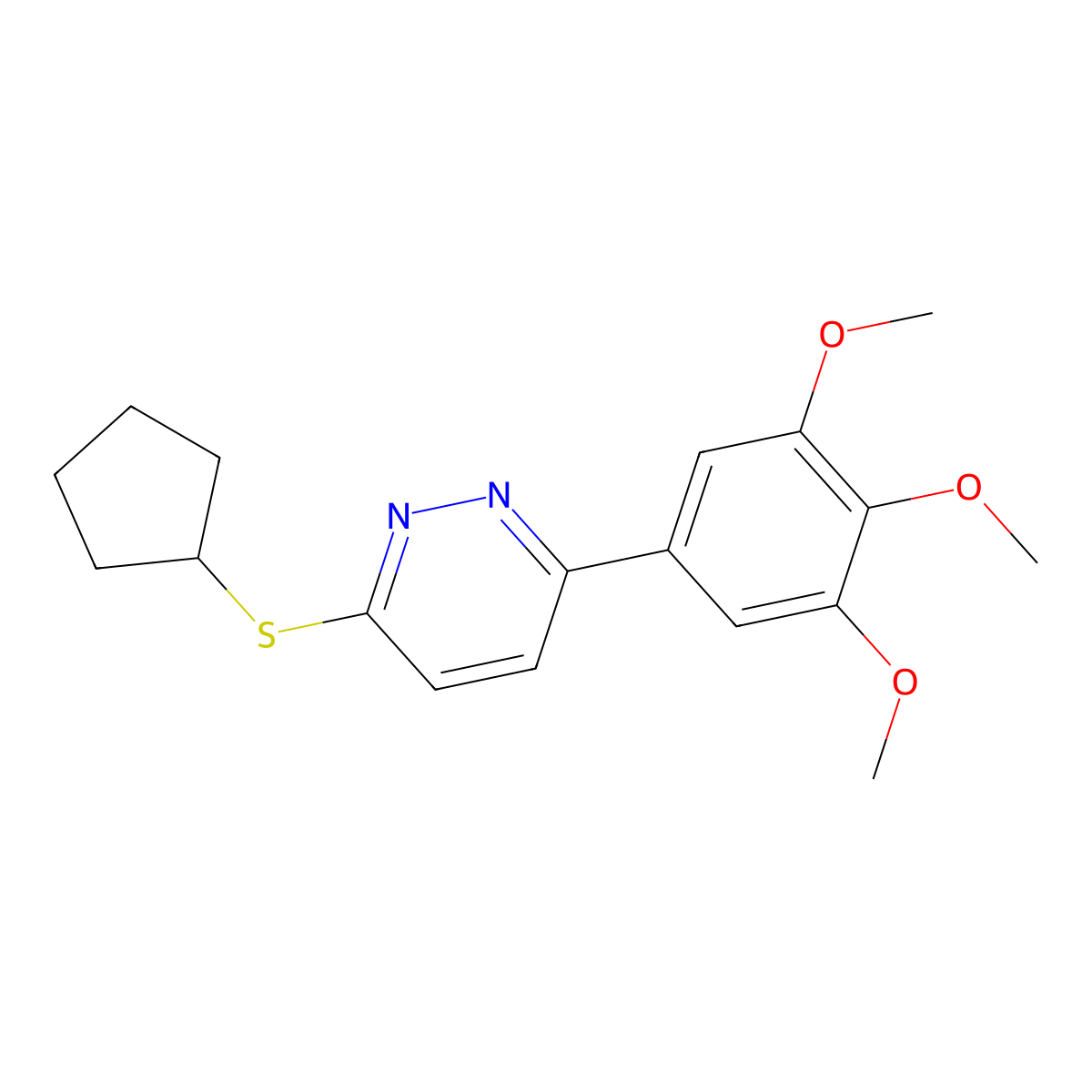 3-(Cyclopentylthio)-6-(3,4,5-trimethoxyphenyl)pyridazine molecular structure, CAS 1206985-51-4