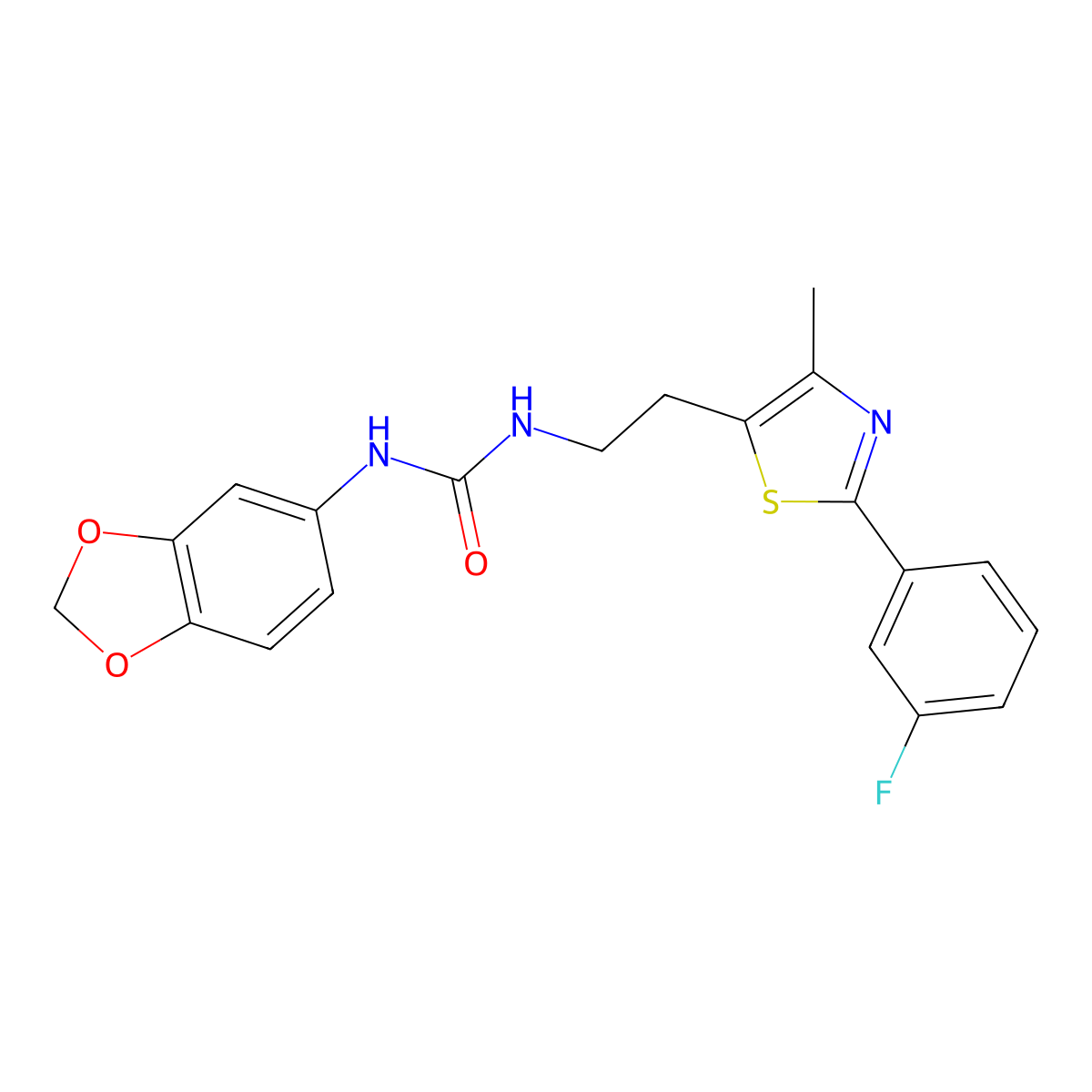 1-(Benzo[d][1,3]dioxol-5-yl)-3-(2-(2-(3-fluorophenyl)-4-methylthiazol-5-yl)ethyl)urea molecular structure, CAS 1206985-52-5