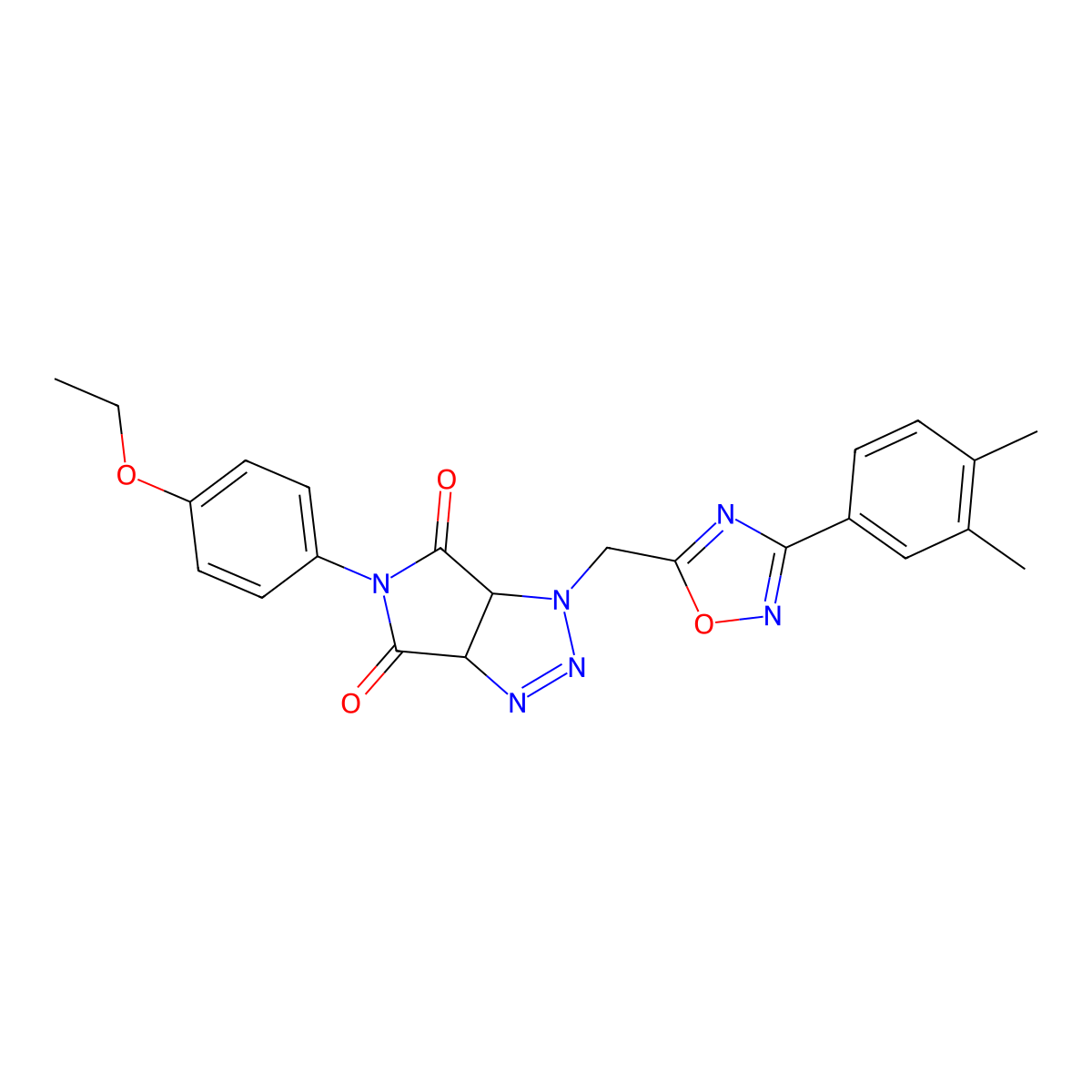 1-((3-(3,4-dimethylphenyl)-1,2,4-oxadiazol-5-yl)methyl)-5-(4-ethoxyphenyl)-1,6a-dihydropyrrolo[3,4-d][1,2,3]triazole-4,6(3aH,5H)-dione molecular structure, CAS 1206985-53-6